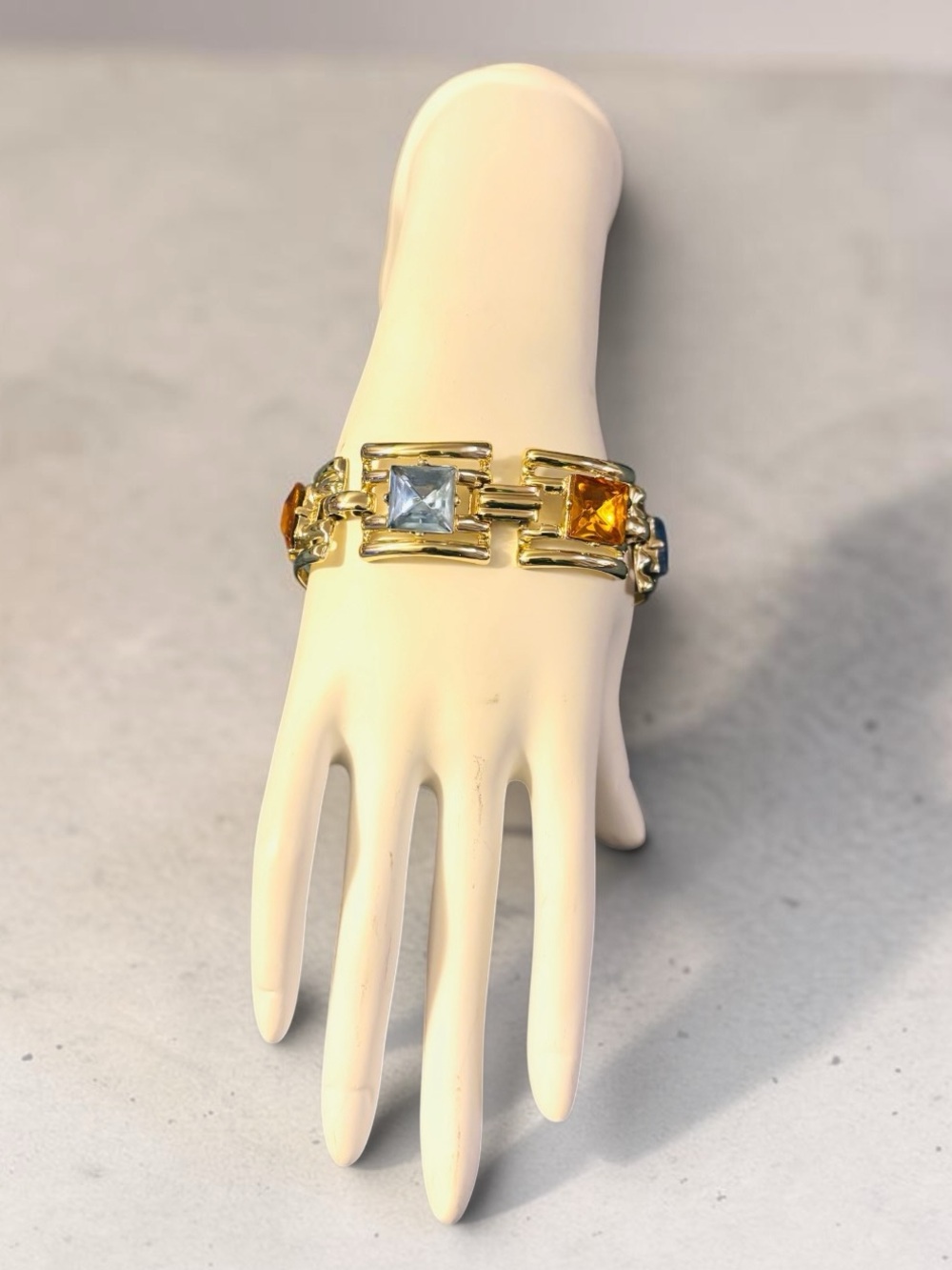 Silver-Tone Multicolor Gemstone Bracelet